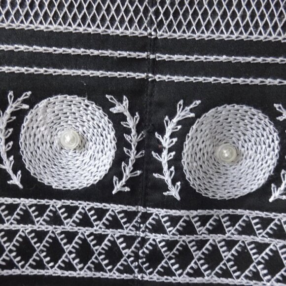 Silk Club women's size SP jacket black with white embroidery, open front, lined - Picture 4 of 16